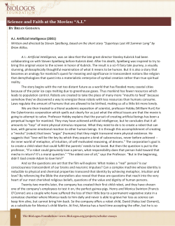 Science and Faith at the Movies: &ldquo;AI&rdquo;