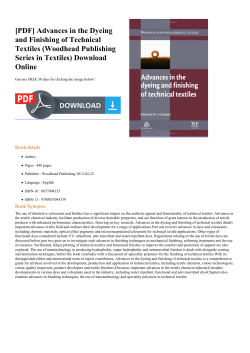 Advances in the Dyeing and Finishing of