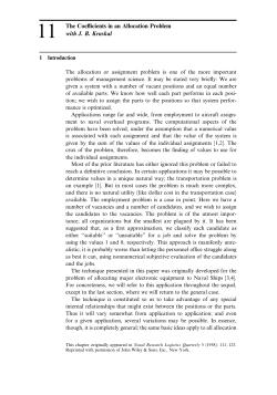 The Coefficients in an Allocation Problem