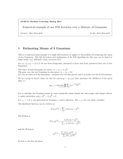 Numerical example of one EM iteration over a Mixture of Gaussians