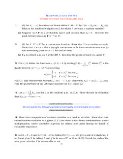 1. (1) Let A1,...,An be subsets of &Omega; and define T : &Omega; &rarr; Rn by T(&omega;