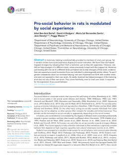 Pro-social behavior in rats is modulated by social experience | eLife