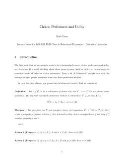 Choice, Preferences and Utility