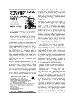 adam smith on money, banking and macroeconomic order