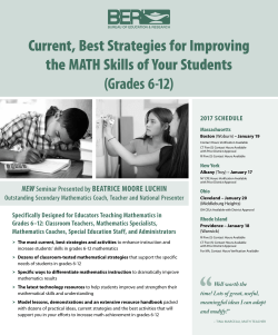 Current, Best Strategies for Improving the MATH Skills of Your