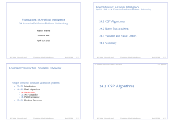 Foundations of Artificial Intelligence - Constraint