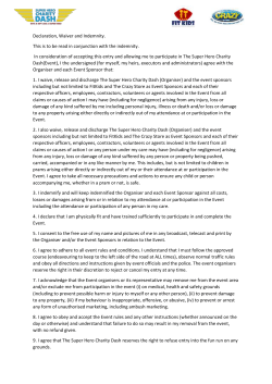 Declaration, Waiver and Indemnity. This is to be read in conjunction