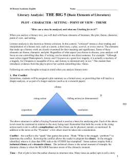 Literary Analysis: THE BIG 5 (Basic Elements of Literature)
