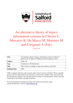 An Alternative Theory of Legacy Information Systems 1. Introduction