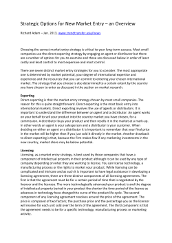 Strategic Options for New Market Entry &ndash; an Overview