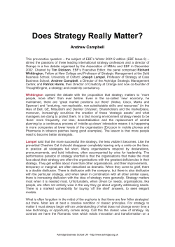 Does Strategy Really Matter? - Ashridge Executive Education