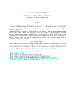 CUNNINGHAM CHAINS MINING Context Problems and