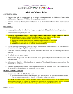 Adult Men`s Soccer Rules - Williamson County Parks and Recreation