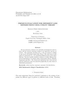 premium evaluation for different loss distributions using utility theory
