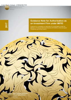 Guidance Note for Authorisation as an Investment Firm under MiFID