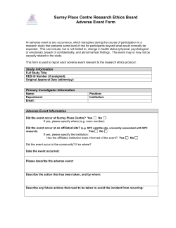 Adverse Event Form - Surrey Place Centre