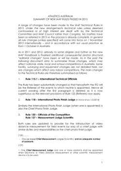 IAAF Rule Changes - Athletics Australia