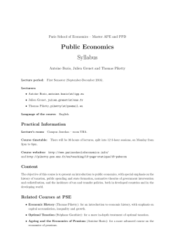 Public Economics Syllabus - Thomas Piketty