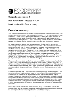 P1029 Tutin Risk Assessment - Food Standards Australia New