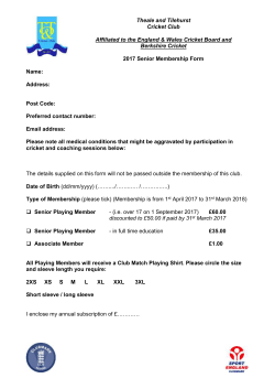 Senior Membership Form 2017 - Theale and Tilehurst Cricket Club