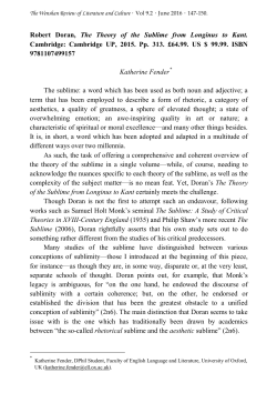 Robert Doran, The Theory of the Sublime from Longinus to Kant