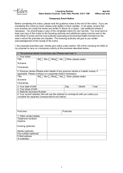 Temporary Event Notice - Eden District Council