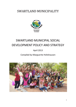 Swartland Municipal Social Development Policy and Strategy
