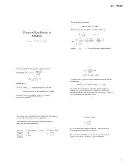 Chemical Equilibrium in Solution