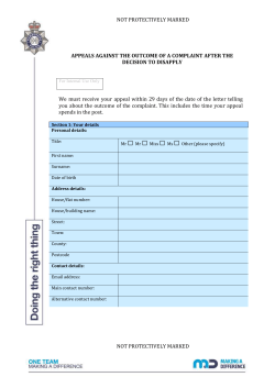 Appeal against the outcome of a complaint after the decision to