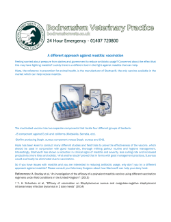 A different approach against mastitis: vaccination