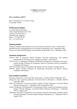 CURRICULUM VIT&AElig; Pierre-Guillaume M&Eacute;ON Born 2 December