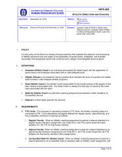 HR R-400 Athletic Coaches and Directors