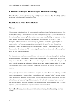 A Formal Theory of Relevancy in Problem Solving