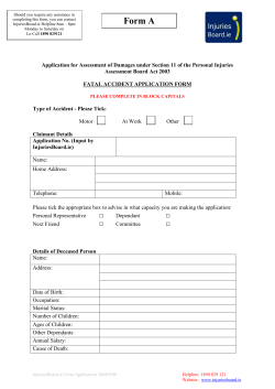 Injuries Board application form for fatal injury