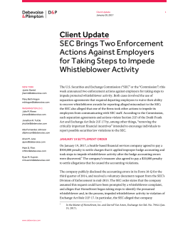 Client Update SEC Brings Two Enforcement Actions Against