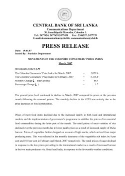 Movements in the Colombo Consumers Price Index