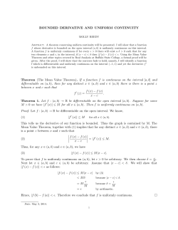 BOUNDED DERIVATIVE AND UNIFORM CONTINUITY Theorem