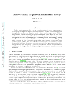 Recoverability in quantum information theory