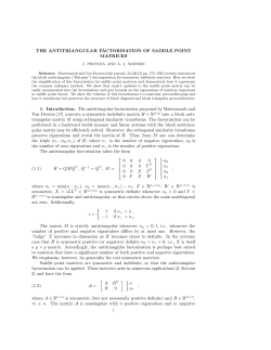 THE ANTITRIANGULAR FACTORISATION OF SADDLE POINT