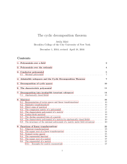 The cyclic decomposition theorem - The City University of New York