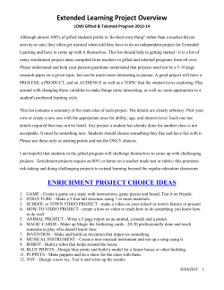 Extended Learning Project Overview