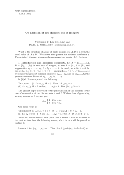 On addition of two distinct sets of integers
