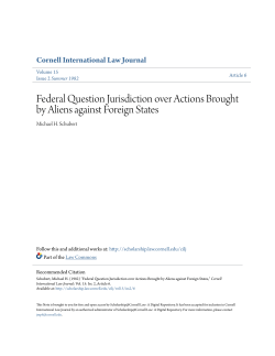 Federal Question Jurisdiction over Actions Brought by Aliens against
