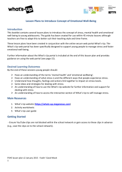 Lesson Plans to Introduce Concept of Emotional Well
