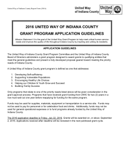 United Way of Indiana County Report Form (2016) APPLICATION