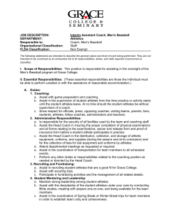 JOB DESCRIPTION: Interim Assistant Coach, Men`s Baseball