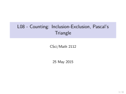 L08 - Counting: Inclusion-Exclusion, Pascal`s Triangle