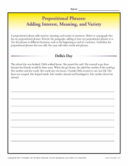 Prepositional Phrases: Adding Interest, Meaning, and Variety