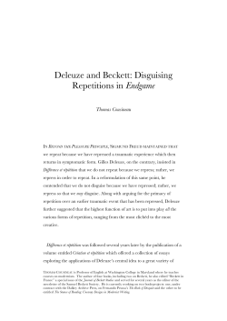 Deleuze and Beckett: Disguising Repetitions in Endgame