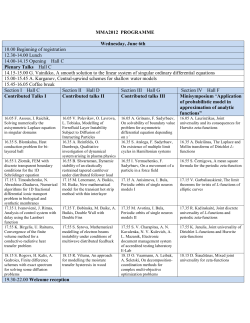 MMA2012 PROGRAMME Wednesday, June 6th 10.00 Beginning of